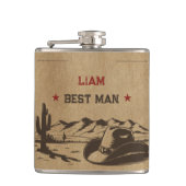 Vintage letzte Rodeo Rustic Cowboy Bachelor Party Flachmann (Vorderseite)