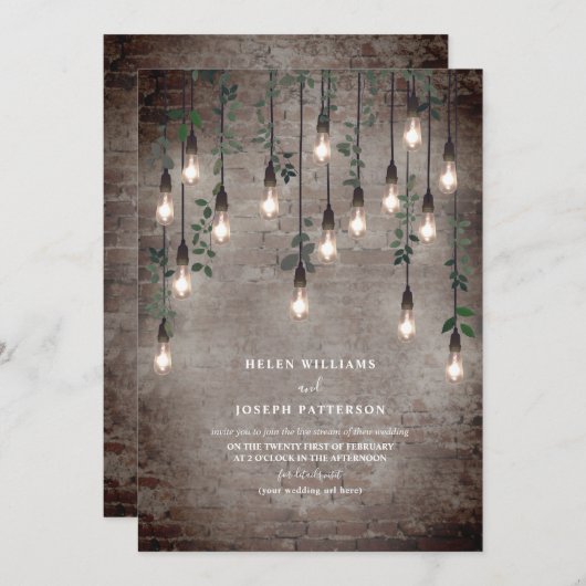 Vintage Leuchten Industrieblatt Botanischer Virtua Einladung (Vorne/Hinten)