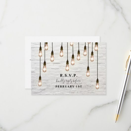 Vintage Leuchten Weißziegeleisen RSVP Karte (Vorderseite/Rückseite Beispiel)