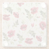 Vintage leuchtend rote Mohnblumen-Blumenmuster Glasuntersetzer (Rückseite)