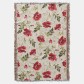 Vintage leuchtend rotes Mohnblumenmuster Decke (Vorderseite Vertikal)