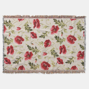 Vintage leuchtend rotes Mohnblumenmuster Decke