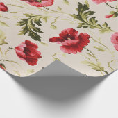 Vintage leuchtend rotes Mohnblumenmuster Geschenkpapier (Ecke)