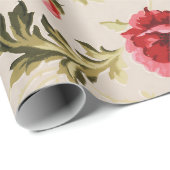 Vintage leuchtend rotes Mohnblumenmuster Geschenkpapier (Rolleneckpunkt)