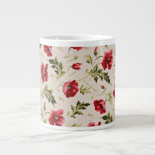 Vintage leuchtend rotes Mohnblumenmuster  Jumbo-Tasse