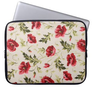 Vintage leuchtend rotes Mohnblumenmuster Laptopschutzhülle