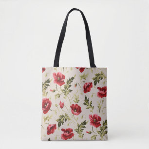 Vintage leuchtend rotes Mohnblumenmuster Tasche