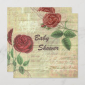 Vintage Leuchter-u. Rosen-Collagen-Baby-Dusche Einladung (Vorne/Hinten)