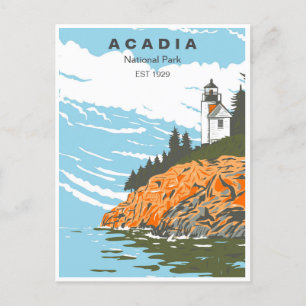 Vintage Leuchtturm Bar Harbor Acadia National Park Postkarte