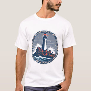 Vintage Leuchtturm-Emblem Mit Tauring T-Shirt