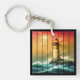Vintage Leuchtturm Meer Strand Ozean Blick Schlüsselanhänger