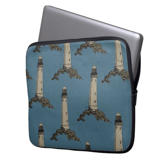 Vintage Leuchtturm Muster Laptopschutzhülle (Vorderseite Links)