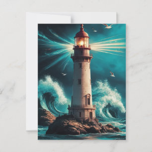 Vintage Leuchtturm-Postkarte – Nautische Küstenans Postkarte
