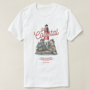 Vintage Leuchtturm und Küstenort Grafik T-Shirt