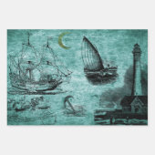 Vintage Leuchttürme und Schiffe Geschenkpapier Set (Vorderseite 2)