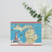 Vintage Leuchttürme von Michigan Postkarte (Stehend Vorderseite)