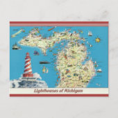 Vintage Leuchttürme von Michigan Postkarte (Vorderseite)