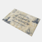 Vintage Leuchtturmkoordinaten Fußmatte (Schrägansicht)