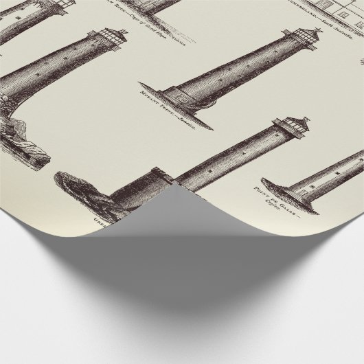 Vintage Leuchtturmsammlung Geschenkpapier (Ecke)