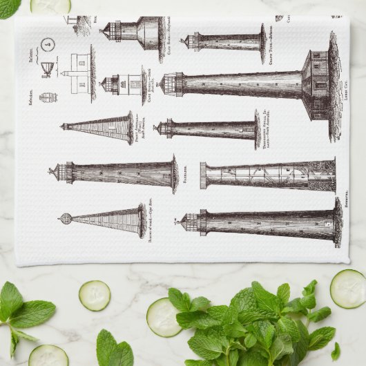 Vintage Leuchtturmsammlung Geschirrtuch (Gefaltet)