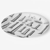 Vintage Leuchtturmsammlung Pappteller (Schrägansicht)