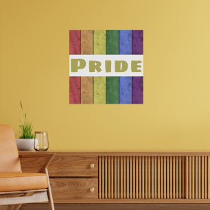 Vintage LGBT-Flagge schwarz mit Text Pride abgenut Poster