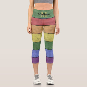 Vintage-LGBT-Flagge Stolz abgenutzt schwarzes Mono Capri Leggings