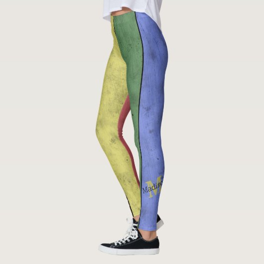 Vintage LGBT-Flagge Stolz gestresst schwarze Monog Leggings (Links)