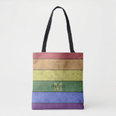 Vintage LGBT-Flagge Stolz gestresst schwarze Monog Tasche (Vorderseite)