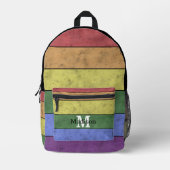 Vintage LGBT-Flagge Stolz gestresste Regenbogenmon Bedruckter Rucksack (Vorderseite)