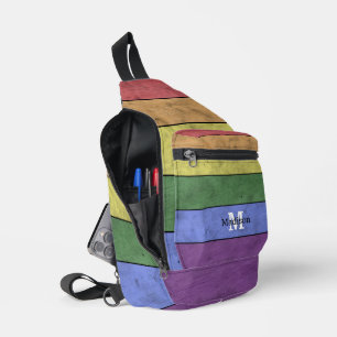 Vintage LGBT-Flagge Stolz gestresste Regenbogenmon Crossbody Bag