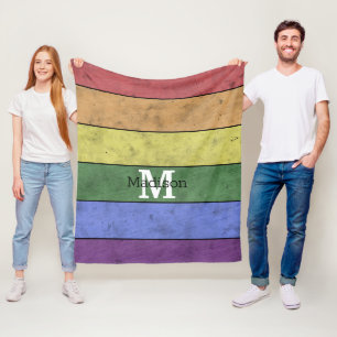 Vintage LGBT-Flagge Stolz gestresste Regenbogenmon Fleecedecke