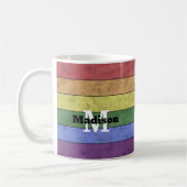 Vintage LGBT-Flagge Stolz gestresste Regenbogenmon Kaffeetasse (Links)