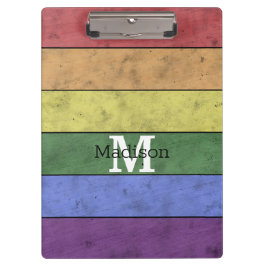 Vintage LGBT-Flagge Stolz gestresste Regenbogenmon Klemmbrett