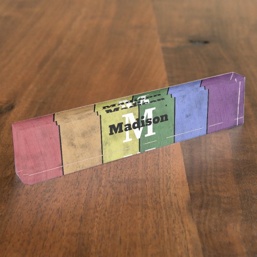 Vintage LGBT-Flagge Stolz gestresste Regenbogenmon Namensplakette (Seite)