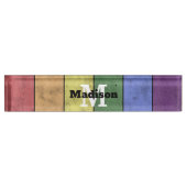 Vintage LGBT-Flagge Stolz gestresste Regenbogenmon Namensplakette (Vorderseite)