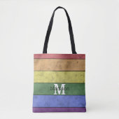 Vintage LGBT-Flagge Stolz gestresste Regenbogenmon Tasche (Vorderseite)