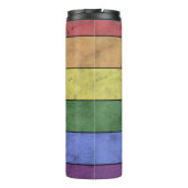 Vintage LGBT-Flagge Stolz gestresste Regenbogenmon Thermosbecher (Rückseite)