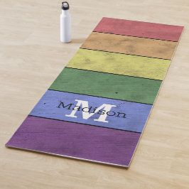 Vintage LGBT-Flagge Stolz gestresste Regenbogenmon Yogamatte