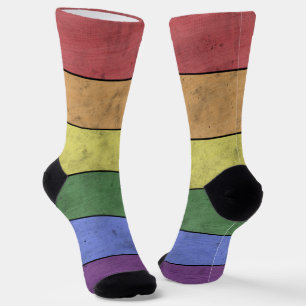 Vintage-LGBT-Flagge Stolz ramponiert Regenbogen Ho Socken