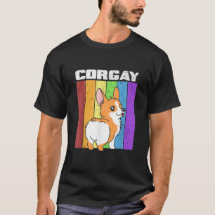 Vintage LGBT Gay Pride Regenbogenflagge Corgi Corg T-Shirt
