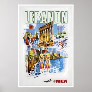 Vintage Libanon Kunst Reiseposter Libanesischer Dr Poster