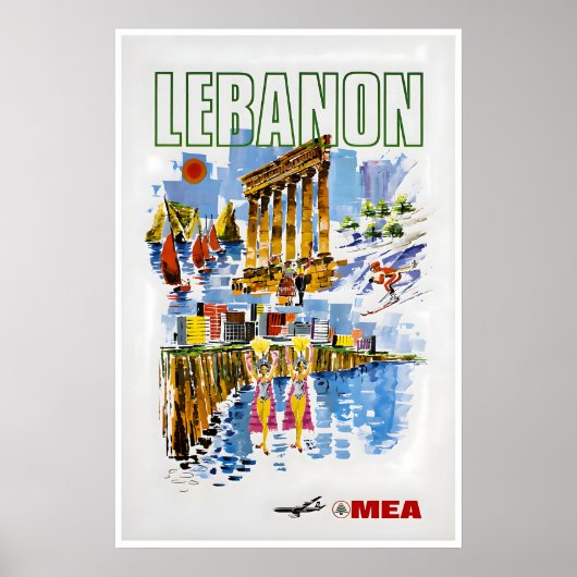 Vintage Libanon Kunst Reiseposter Libanesischer Dr Poster (Vorne)