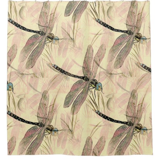 Vintage Libelle Duschvorhang (Vorderseite)