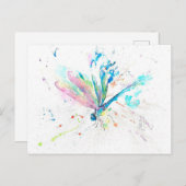 Vintage Libelle | Geschenk zu Weihnachten Ankündigungspostkarte (Vorne/Hinten)