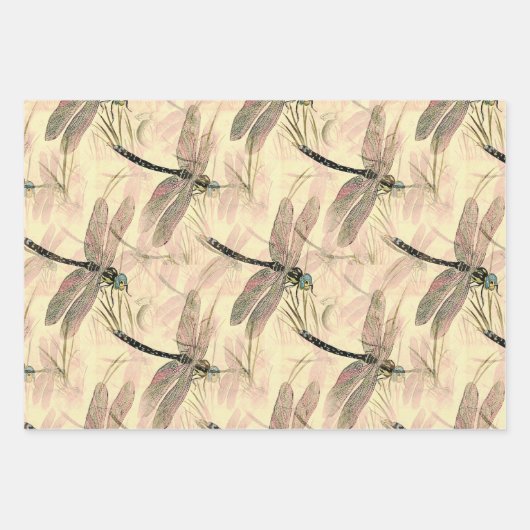 Vintage Libelle Geschenkpapier Set (Vorderseite)