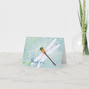 Vintage Libelle im Hintergrund verblasster Blumen Dankeskarte