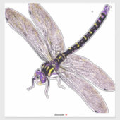Vintage Libelle-Kunst Aufkleber (Blatt)