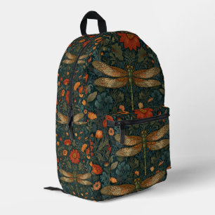 Vintage Libelle orange floral grüne boho chic Bedruckter Rucksack