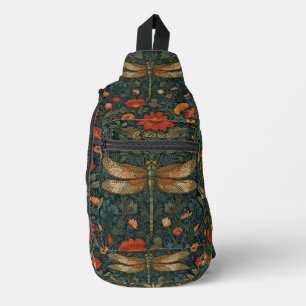 Vintage Libelle orange floral grüne boho chic Crossbody Bag